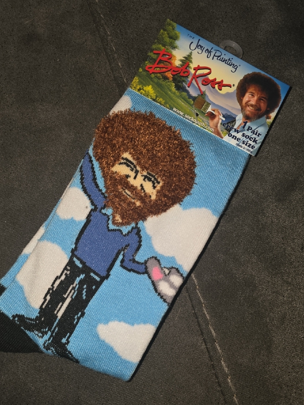 Bob Ross Happy Clouds Crew Socks